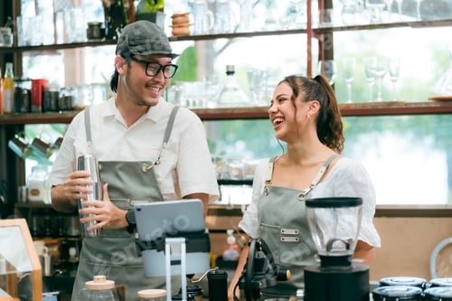 Preview: Cafe Excellence, Professional Baristas and Staff Serving Hot Drinks with Expertise