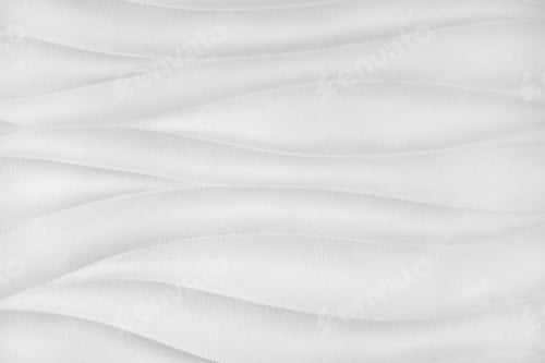 Preview: Plaster Wall With Volumetric Relief Surface Wavy Form Pattern, White Gypsum Texture Panel.