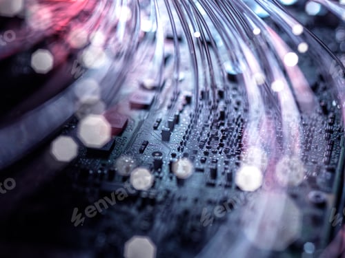 Preview: Fibre optics carrying data at speed to a computer