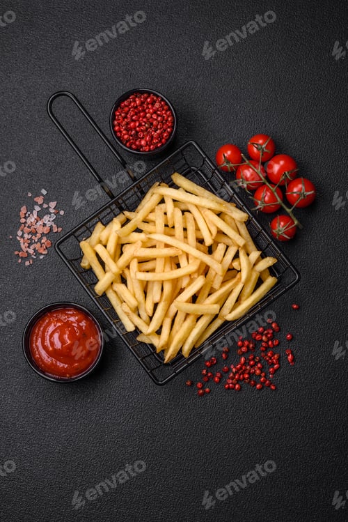 Preview: Fresh delicious crispy French fries with salt and spices