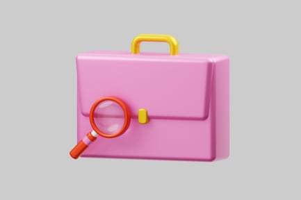 Preview: Pink briefcase with magnifying glass