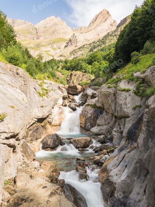 Preview: Waterfall in the Pyrenees in La Larri River, Bielsa, Huesca, Aragon, Spain
