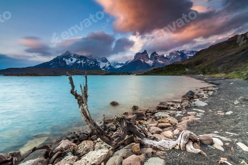 Preview: Amazing views of the mountains and lake. National Park Torres del Paine, Chile.