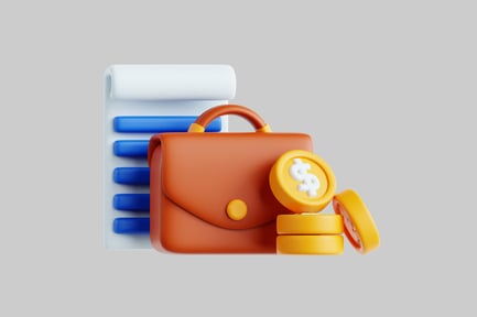 Preview: Briefcase with dollar coins assets