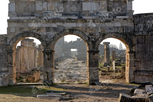 Preview: the arch stone gates of the ancient city of Hierapolis at the daytime in Denizli city, Turkey