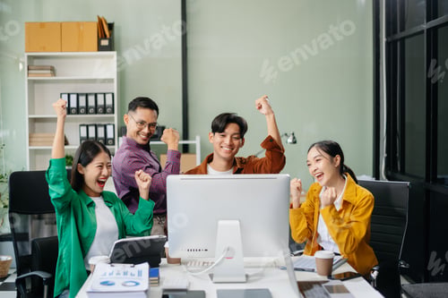 Preview: Business teamwork and collaboration among Asian professionals in a modern office