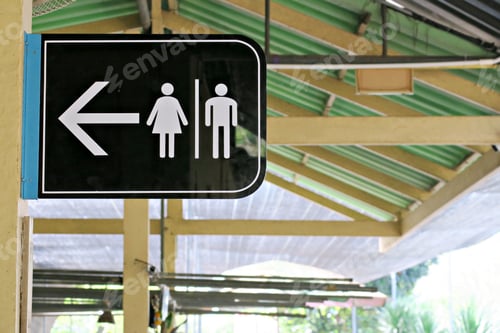 Preview: Black restroom public sign outdoor background