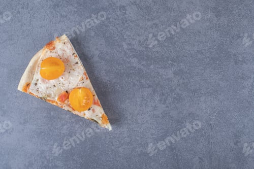 Preview: Fresh margarita slice with tomato on grey background