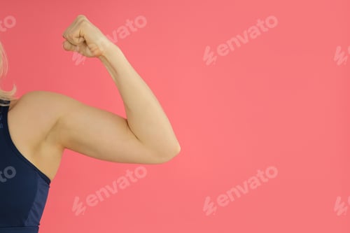 Preview: Concept of healthy lifestyle with sporty woman, space for text