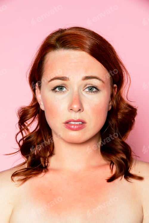 Preview: Sad woman with sunburnt skin