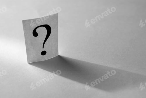 Preview: question mark on the paper and the light beam