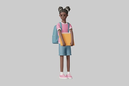 Preview: Young girl holding a notebook.