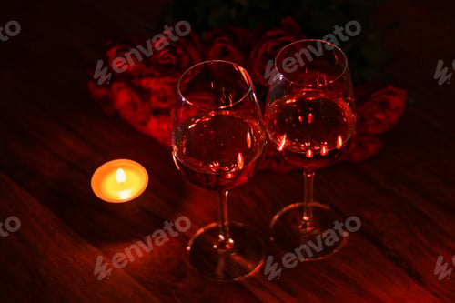 Preview: Romantic dinner with candles and two glasses of wine. Proposal night. Engagement
