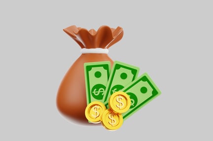 Preview: Cartoon money bag with coins