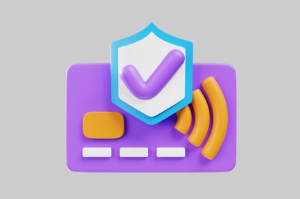 Preview: Secured purple payment card with shield