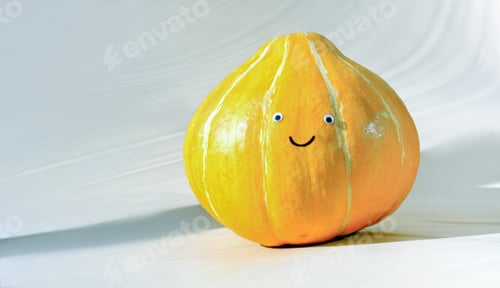 Preview: funny pumpkin with eyes and smile.