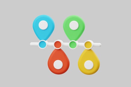 Preview: Abstract graphic with four teardrop shapes in different colors