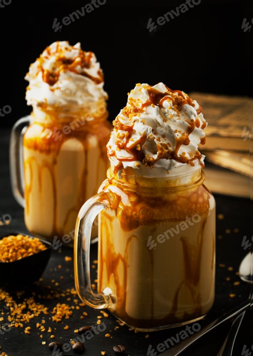 Preview: Delicious coffee with caramel and cream