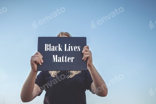 Preview: Black Lives Matter Protest Against Ending Racism Poster Over Human Rights Violation. The big hand is