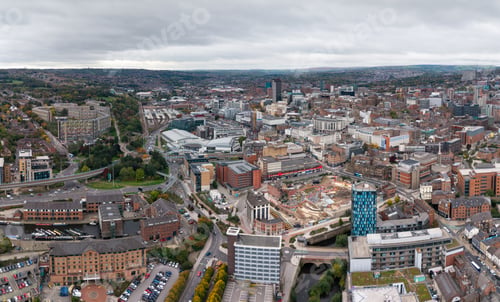 Preview: Aerial view of Sheffield city centre in South Yorkshire