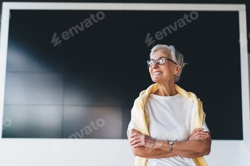 Preview: Smiling Senior Woman Stands with Arms Crossed