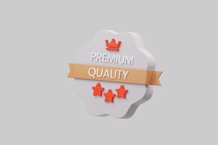 Visualização: Emblema de prêmio de qualidade premium com coroa