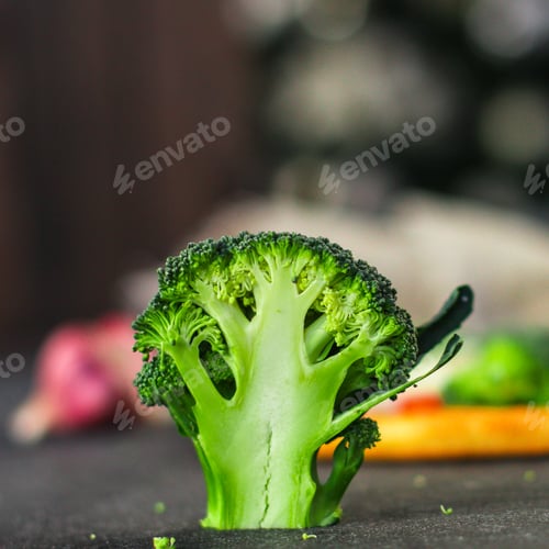 Preview: Broccoli Fresh, Juicy Vegetables. Top View. Copy Space
