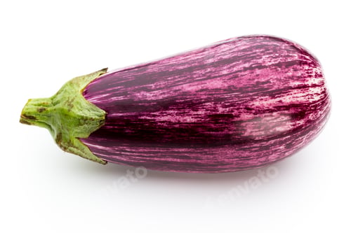 Preview: Fresh eggplants, aubergine on a white background.