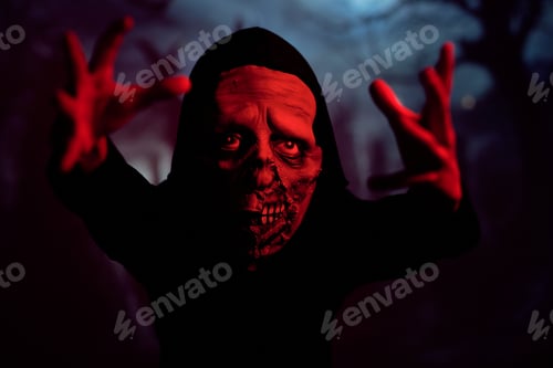 Preview: Spooky monster in red neon light