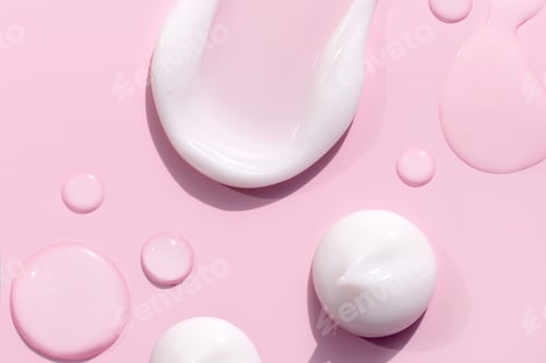 Preview: composition of smears of cream texture on a pink background