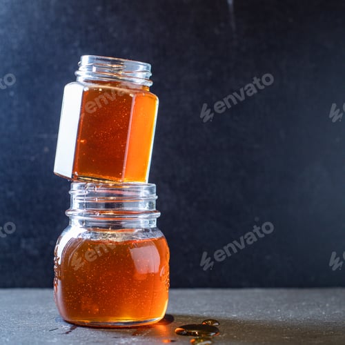 Preview: Honey Sweet Treat Pour Dessert Meal On The Table Tasty Serving Size Copy Space For Text Food