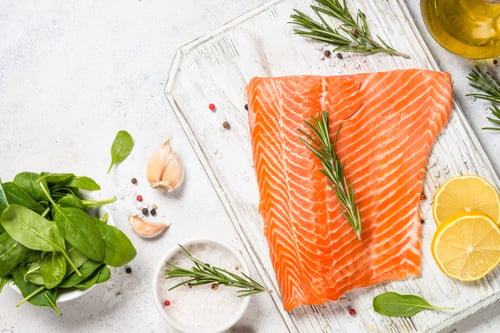 Preview: Salmon fillet with rosemary at white