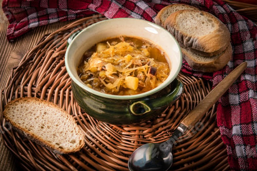 Preview: Traditional russian sour cabbage soup.