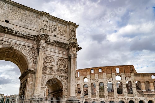 Preview: arch of titus near ancient colosseum in rome
