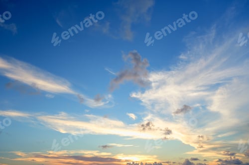 Preview: Beautiful colored cloudy evening sky. Abstract sky background.