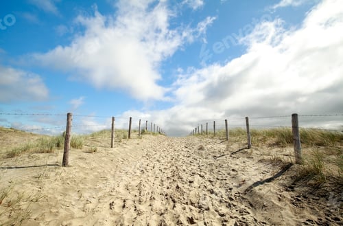 Preview: path on sand and blue sky