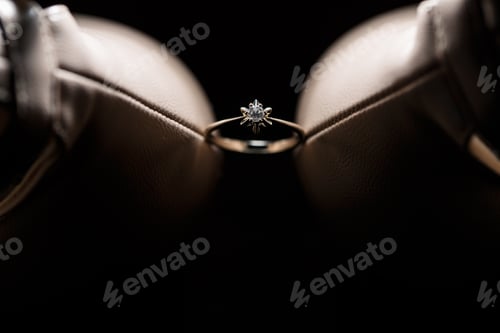 Preview: Bride's engagement ring on wedding day with beautiful holiday shoes