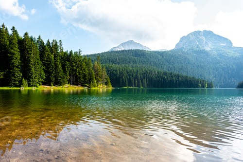 Preview: landscape of glacial Black Lake and mountains in Montenegro