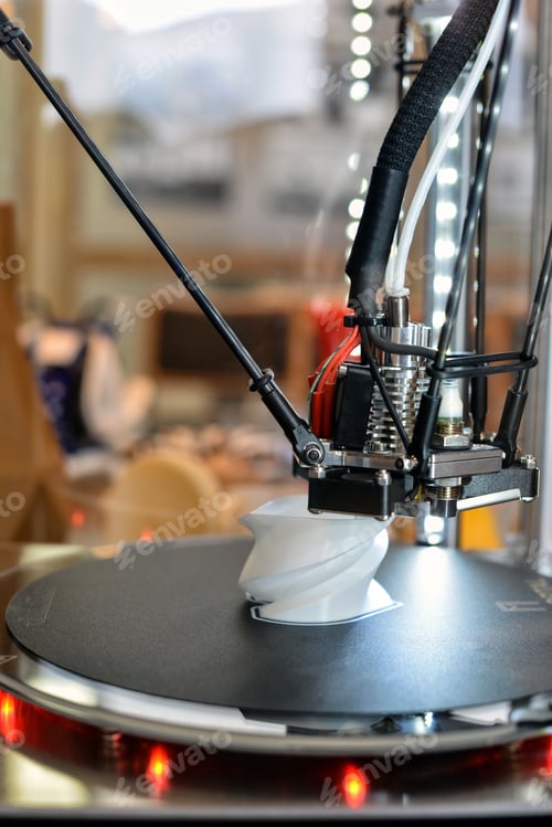 Preview: 3D printer during work process. New printing technology.