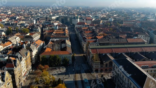 Preview: Aerial view of Budapest Great Market Hall and Fovam ter. Largest market