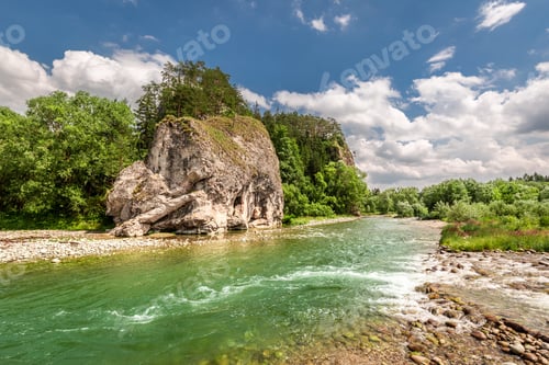 Preview: Turquoise water in Bialka River in pieniny mountains, Poland
