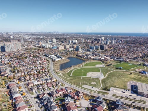 Preview: Aerial view of the Mississauga city on a sunny day