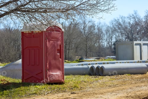 Preview: Mobile portable outdoor restroom toilet is at a construction site