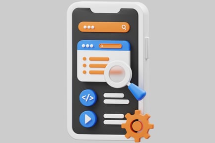 Vorschau: Smartphone mit Suchleiste und Browserfenster