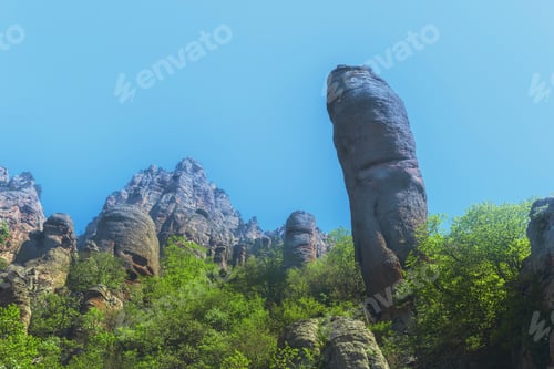 Preview: Mountain Landscape- Springtime Mystical Nature. Journey Through Roads And Stone- Hiking Pathways.