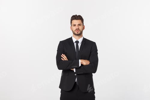 Preview: Business Concept - Portrait Handsome Business man confident face. White Background