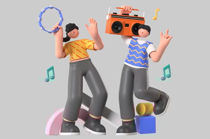 Preview: Two cartoon figures dancing.