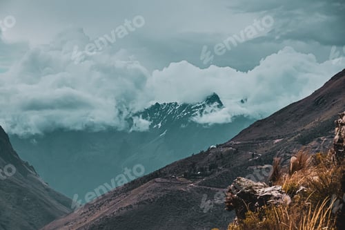 Preview: Cloudy landscape over the snowy Andes