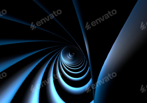 Preview: Round abstract tunnel, blue neon.