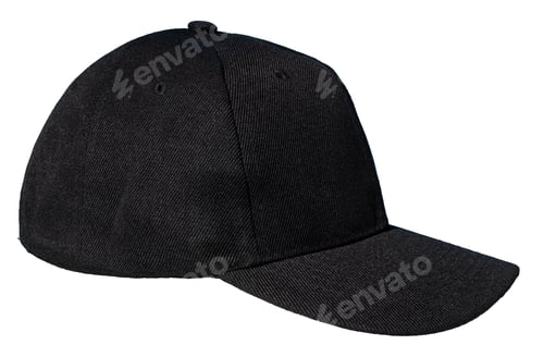 Preview: profile view of Blank black baseball cap isolated on white background. Template Mock up